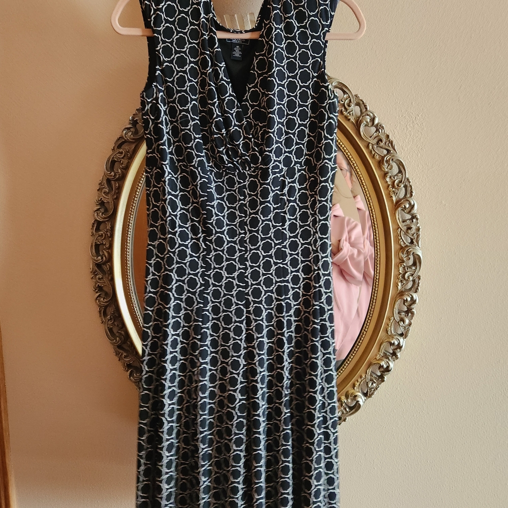 American Living Black and White Geometric Midi Dress